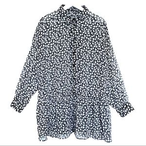 B&W Floral Shirt Dress